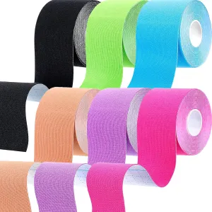 Nuanchu 6 Rolls Kinesiology Tapes Athletic Elastic Muscle Kneepad Tape for Foam Underwrap Knees Tape for Waterproof Joints Ankle Pre Wrap Wrists Sport Activities(Assorted Colors,Classic Pattern)