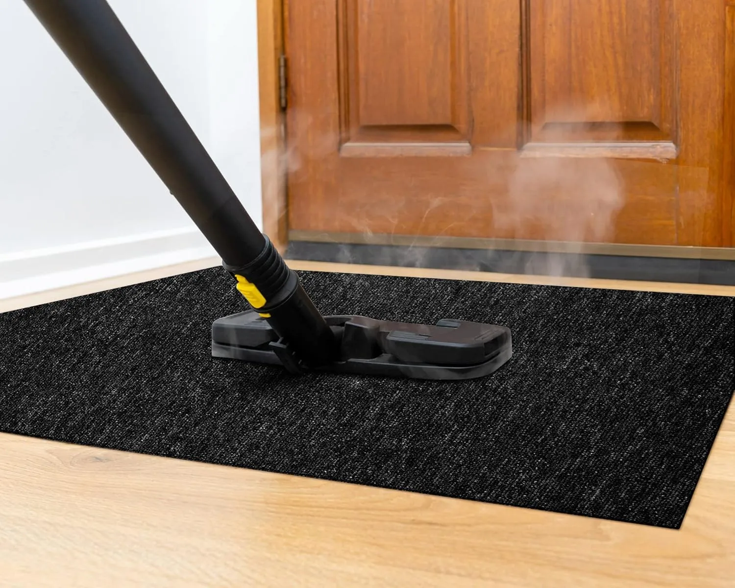 Nuanchu Large Semi Finished Outdoor Mat 16 x 79 Inch Narrow Door Mat Non Slip Boot Rugs Waterproof Carpet Roll for Bathroom Entryway Indoor Outdoor(Classic Black,1 Roll)