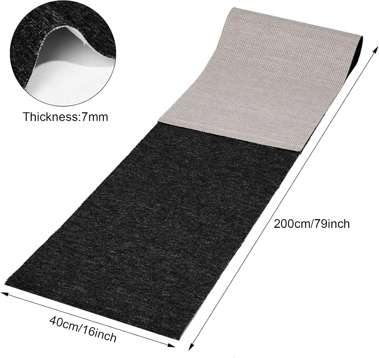 Nuanchu Large Semi Finished Outdoor Mat 16 x 79 Inch Narrow Door Mat Non Slip Boot Rugs Waterproof Carpet Roll for Bathroom Entryway Indoor Outdoor(Classic Black,1 Roll)
