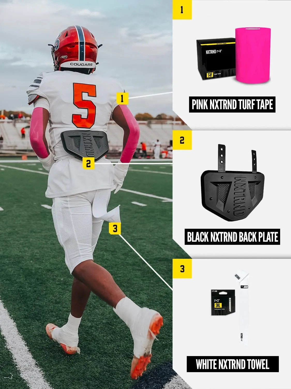 Nxtrnd TRF Turf Tape Football, Extra Wide Kinesiology Tape, Protects from Turf Burn (Pink)