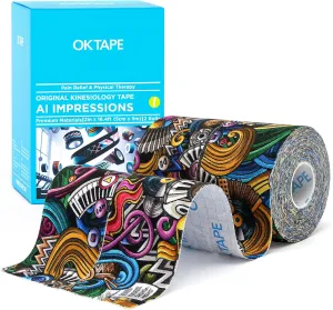 OK TAPE Hypoallergenic Digital Printed Kinesiology Tape, Elastic Sports Athletic Tape, 2 Rolls, 2in×16.4ft Uncut Roll-DIY