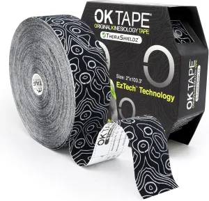 OK TAPE Kinesiology Tape Bulk 103Feet, Pro Adhesive, Water-Resistant k Tape, Elastic Athletic Tape, Latex Free, Uncut, Black