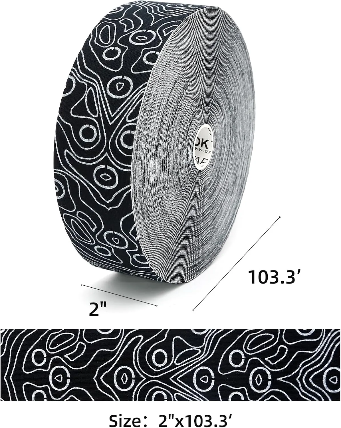 OK TAPE Kinesiology Tape Bulk 103Feet, Pro Adhesive, Water-Resistant k Tape, Elastic Athletic Tape, Latex Free, Uncut, Black