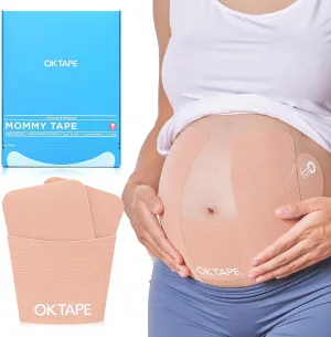 OK TAPE Pregnancy Belly Band Tape, for Belly Pain, Back Pain Relief, Swelling Relief, Non-Irritant Physical Belly Support Tape for Pregnant Women, Precut 12 Strips, 4 Sets - Weeks 13 to 26