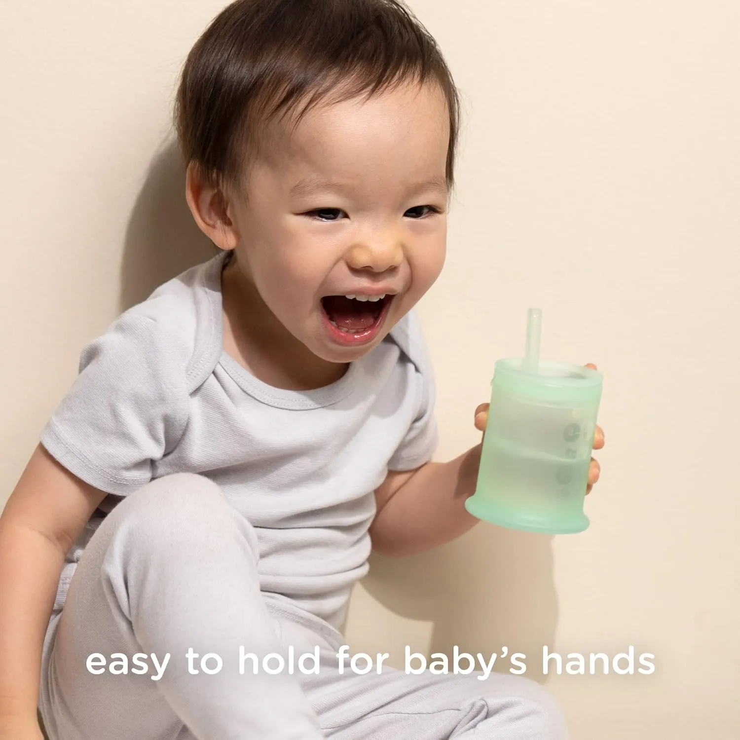 Olababy Silicone Training Cup with Straw Lid | Babies Water Drinking Cup | 6  Mo Infant To 12-18 Months Toddler | Sippy Cup For Kids & Smoothie Cup | Baby Led Weaning (Lemon, 5 oz)