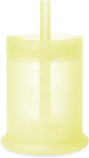 Olababy Silicone Training Cup with Straw Lid | Babies Water Drinking Cup | 6  Mo Infant To 12-18 Months Toddler | Sippy Cup For Kids & Smoothie Cup | Baby Led Weaning (Lemon, 5 oz)