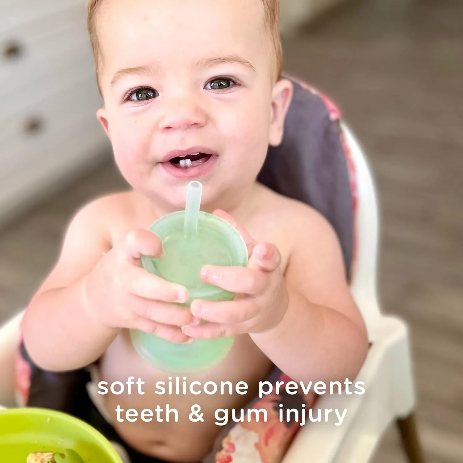 Olababy Silicone Training Cup with Straw Lid | Babies Water Drinking Cup | 6  Mo Infant To 12-18 Months Toddler | Sippy Cup For Kids & Smoothie Cup | Baby Led Weaning (Lemon, 5 oz)