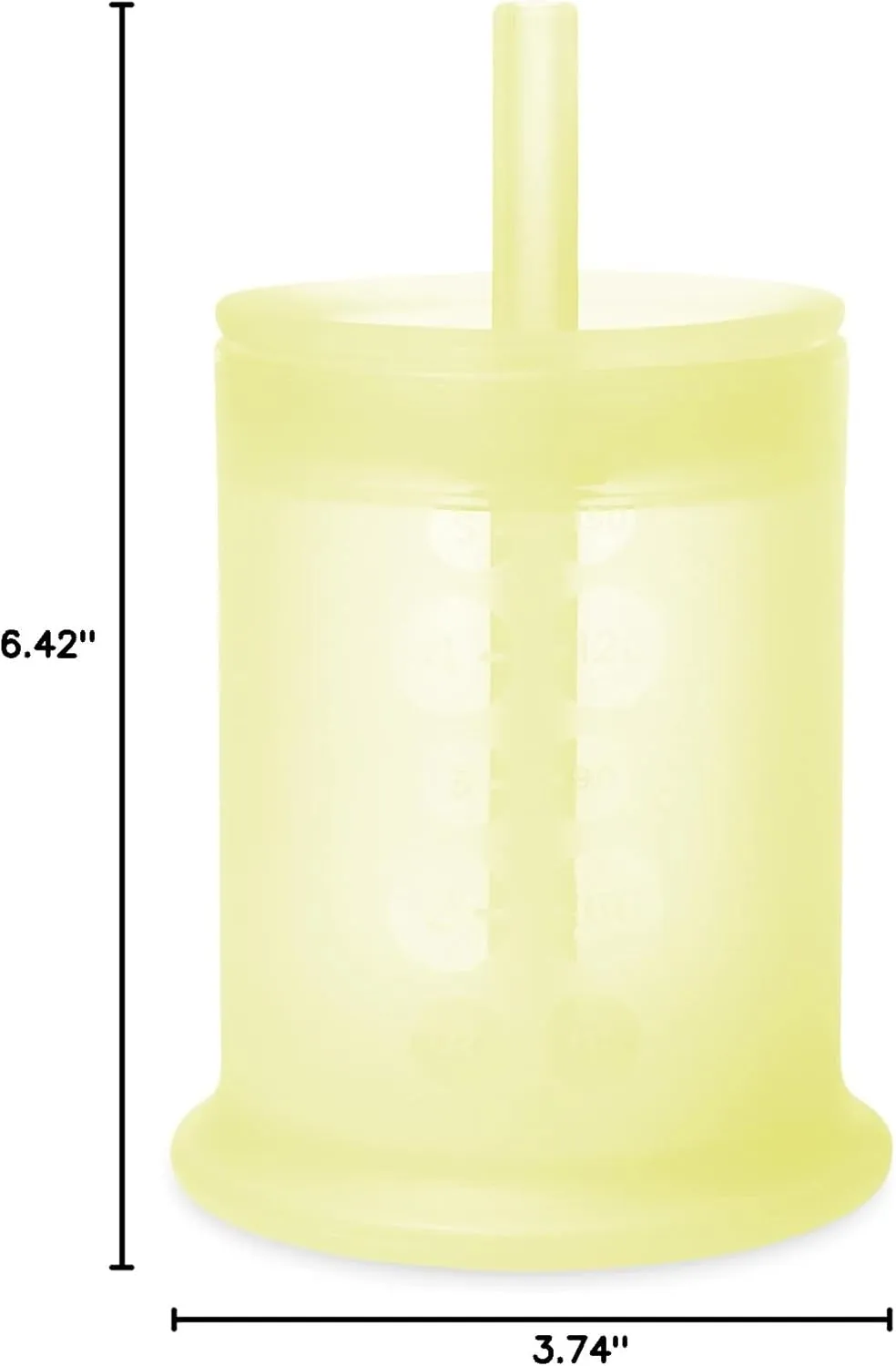 Olababy Silicone Training Cup with Straw Lid | Babies Water Drinking Cup | 6  Mo Infant To 12-18 Months Toddler | Sippy Cup For Kids & Smoothie Cup | Baby Led Weaning (Lemon, 5 oz)