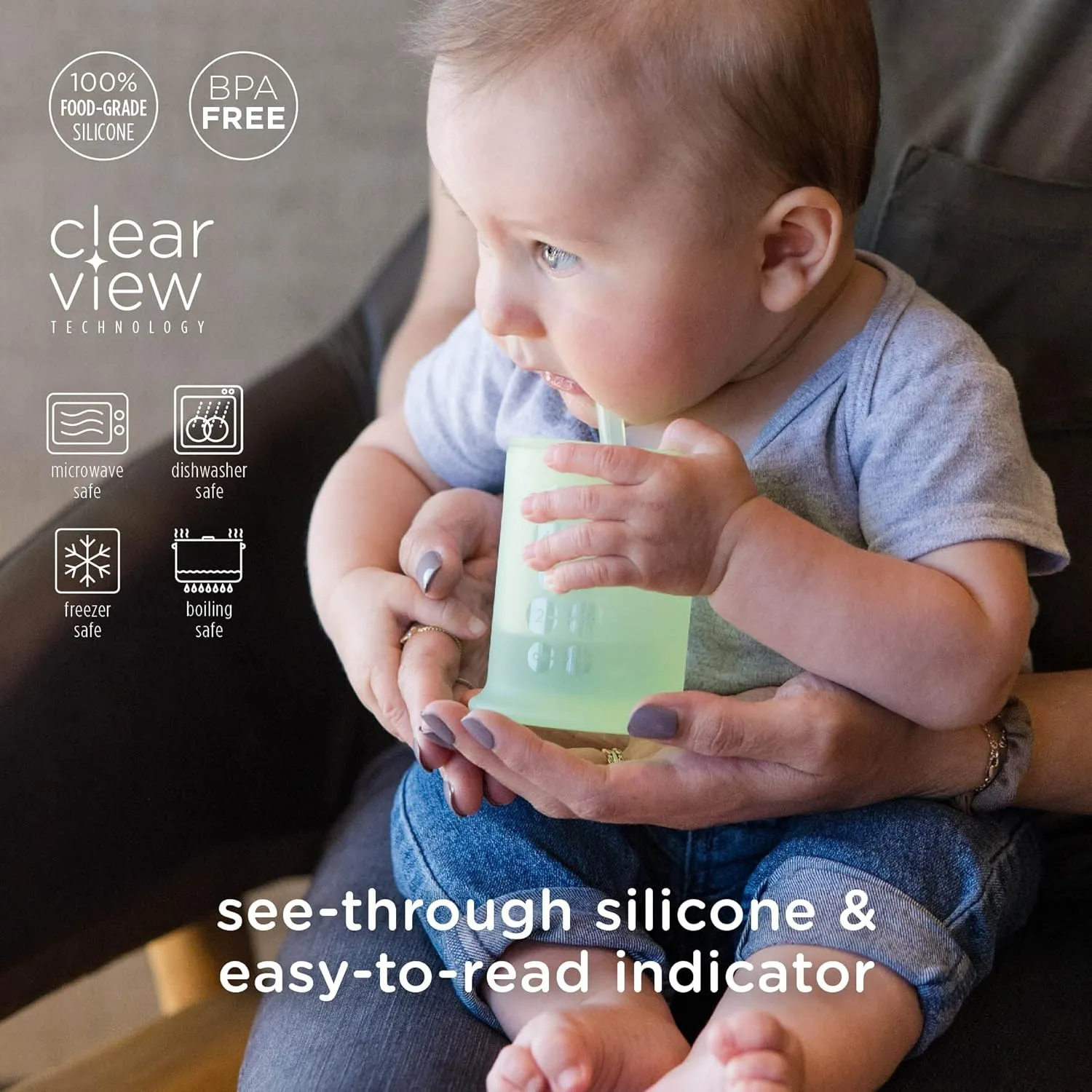 Olababy Silicone Training Cup with Straw Lid | Babies Water Drinking Cup | 6  Mo Infant To 12-18 Months Toddler | Sippy Cup For Kids & Smoothie Cup | Baby Led Weaning (Lemon, 5 oz)