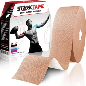 Original Kinesiology Athletic Tape. Professional Sports Tape for Ankle Wrist Knee Shoulder Muscles Joints. Latex Free, Waterproof, Stretchy, and Gentle on Skin. Up to 115 ft/Roll