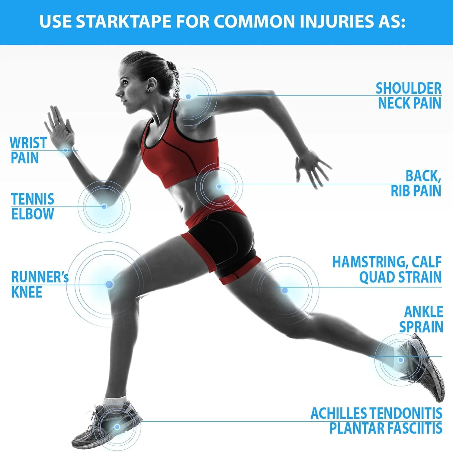 Original Kinesiology Athletic Tape. Professional Sports Tape for Ankle Wrist Knee Shoulder Muscles Joints. Latex Free, Waterproof, Stretchy, and Gentle on Skin. Up to 115 ft/Roll