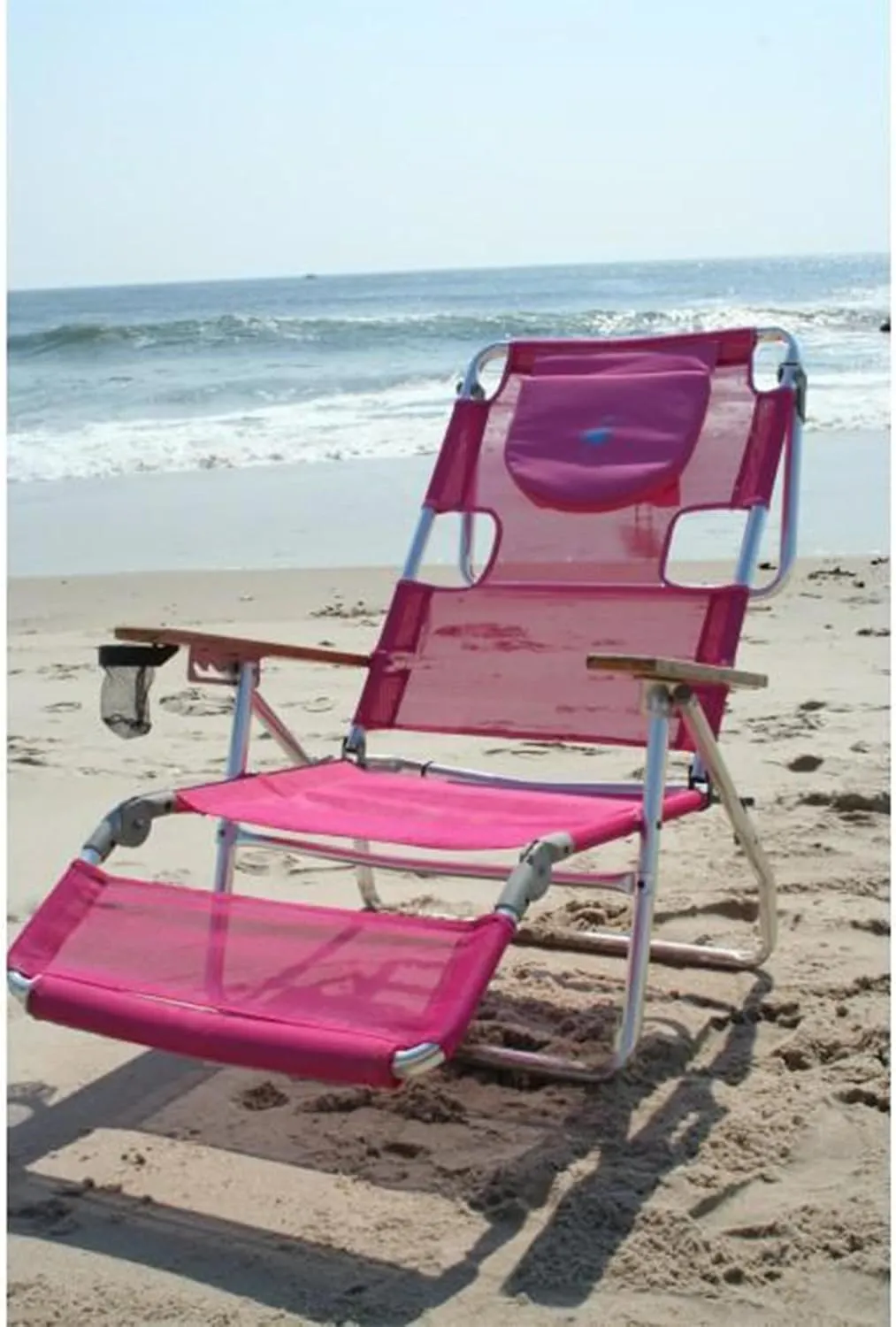 Ostrich Altitude 3N1 Lightweight Lawn Beach Reclining Lounge Chair w/Footrest, Outdoor Furniture for Patio, Balcony, Backyard, or Porch, Blue Stripe