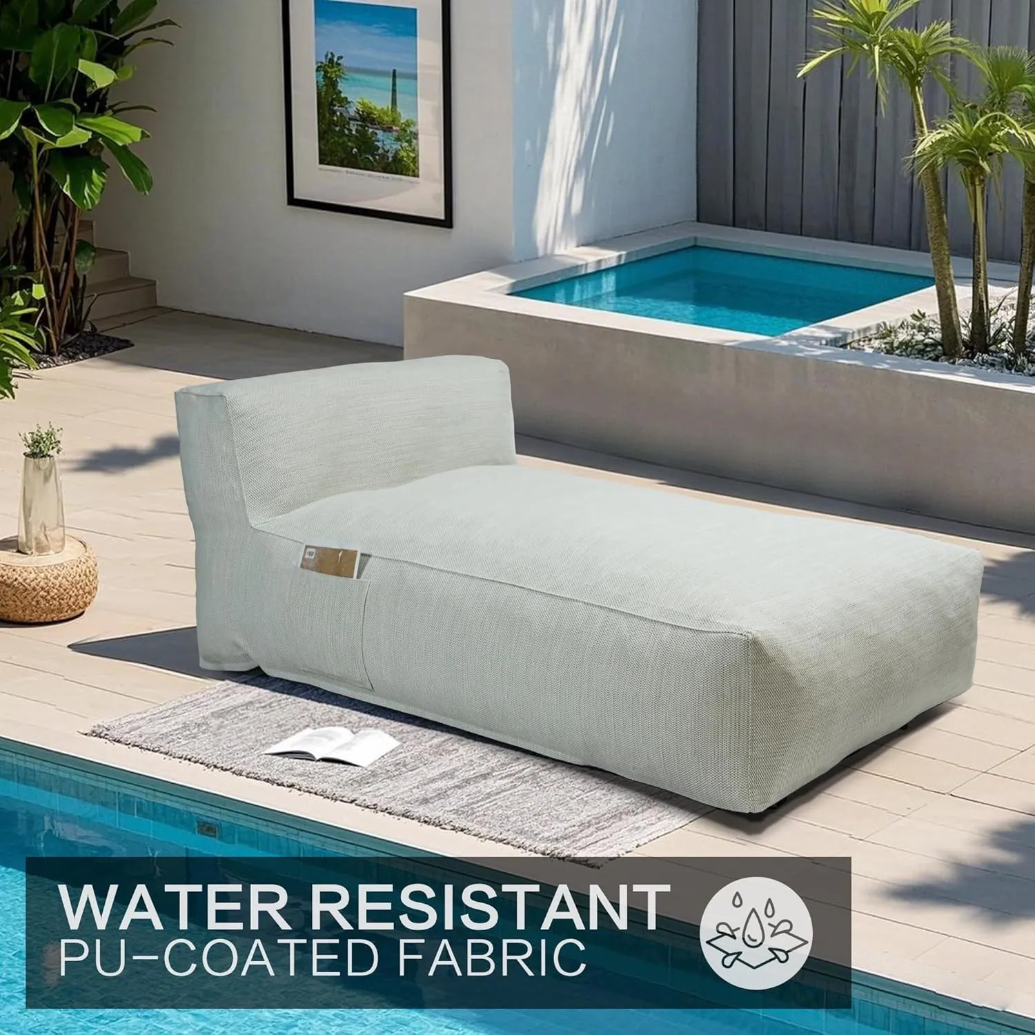 Outdoor Bean Bag Bed Lounger Chair for Pool, Comfy Foam Lazy Patio Sofa Furniture, Water-Resistant Outside Couch, Outdoor Day Beds Sofa for Pool, Patio, Deck (Light Green, 70.86 inch)