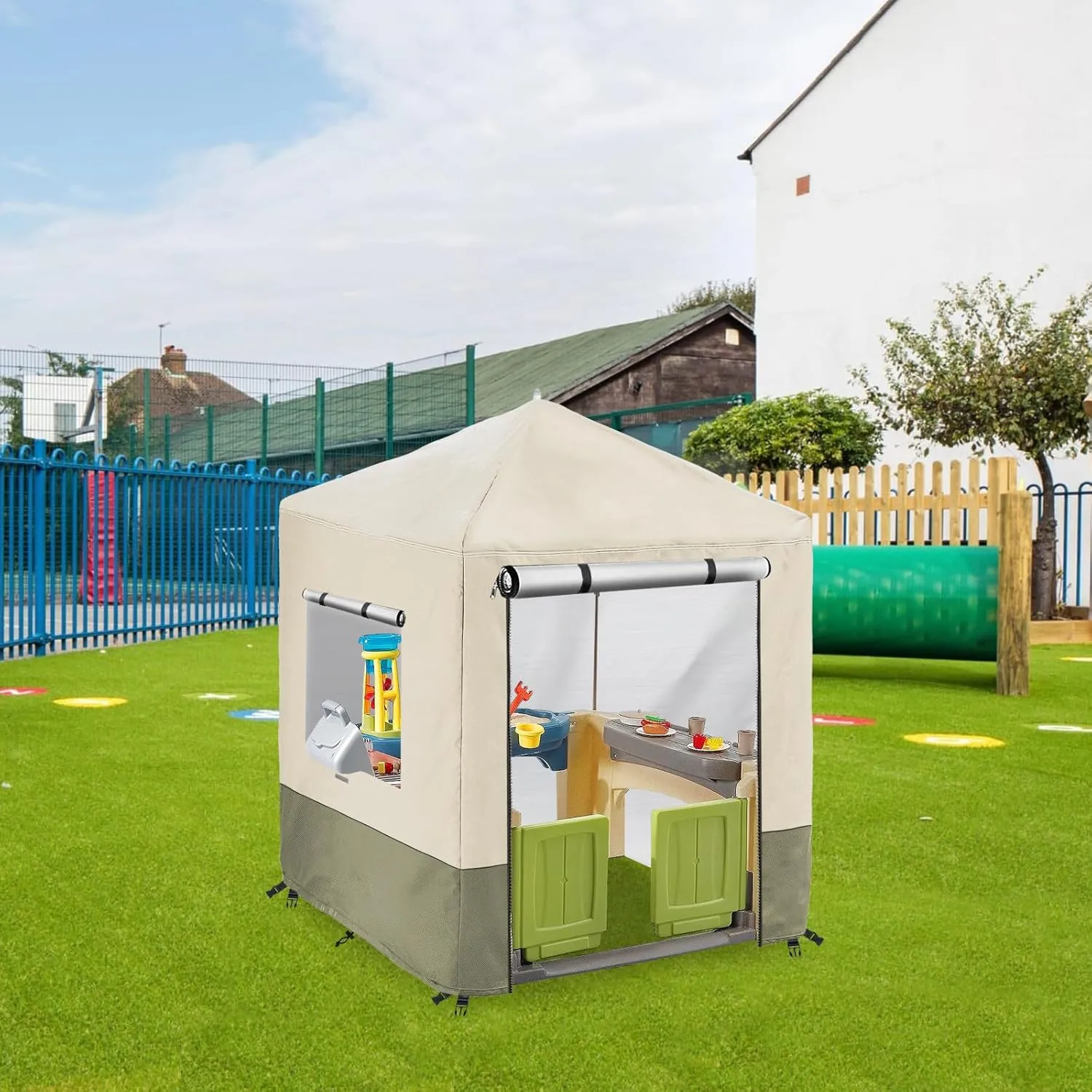 Outdoor Kids Playhouse Cover,Waterproof Cover Suitable for Multiple Brands With The Same Size Playhouse (Grey-56" W x 56" D x 60.2" H)