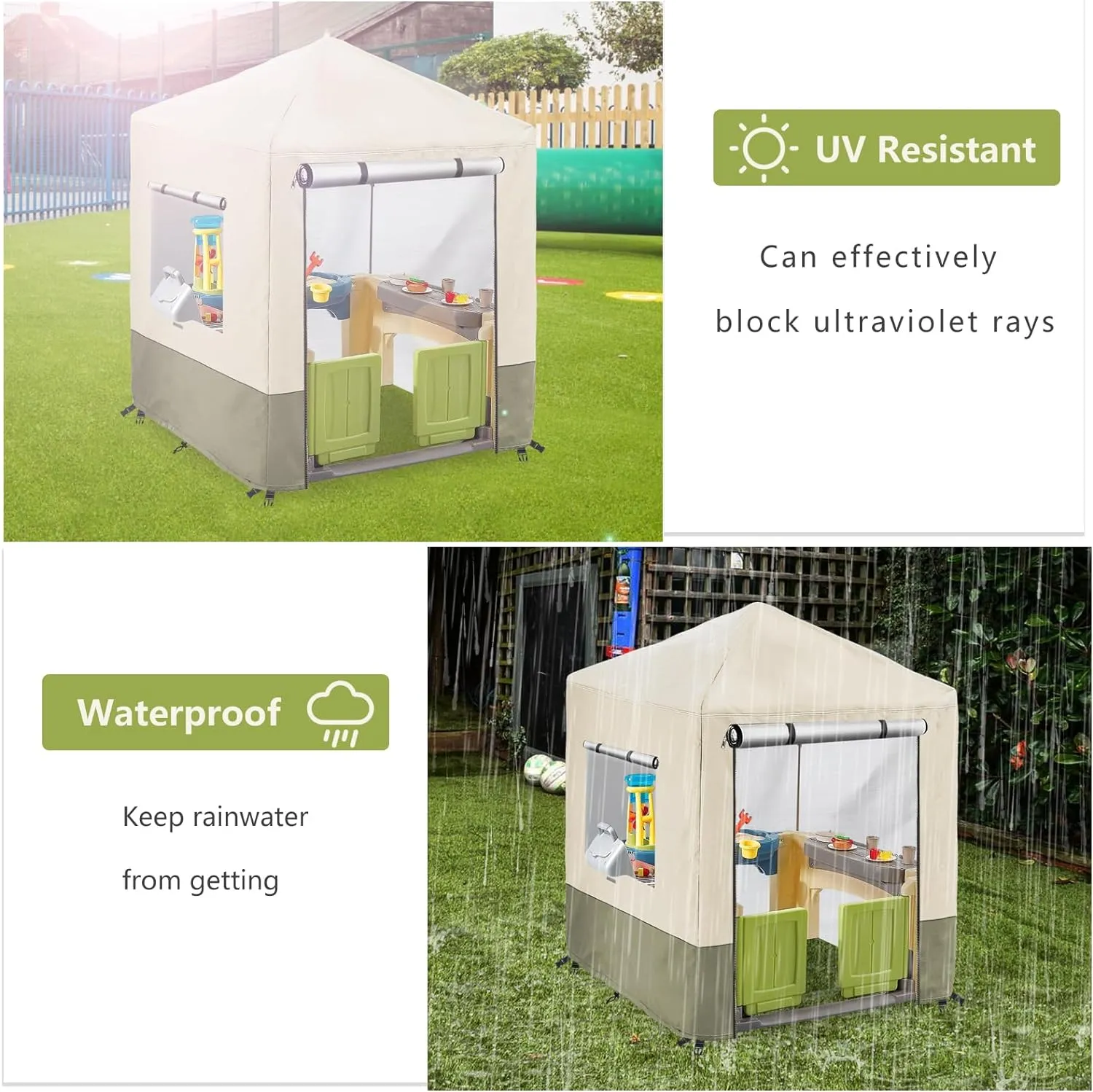 Outdoor Kids Playhouse Cover,Waterproof Cover Suitable for Multiple Brands With The Same Size Playhouse (Grey-56" W x 56" D x 60.2" H)