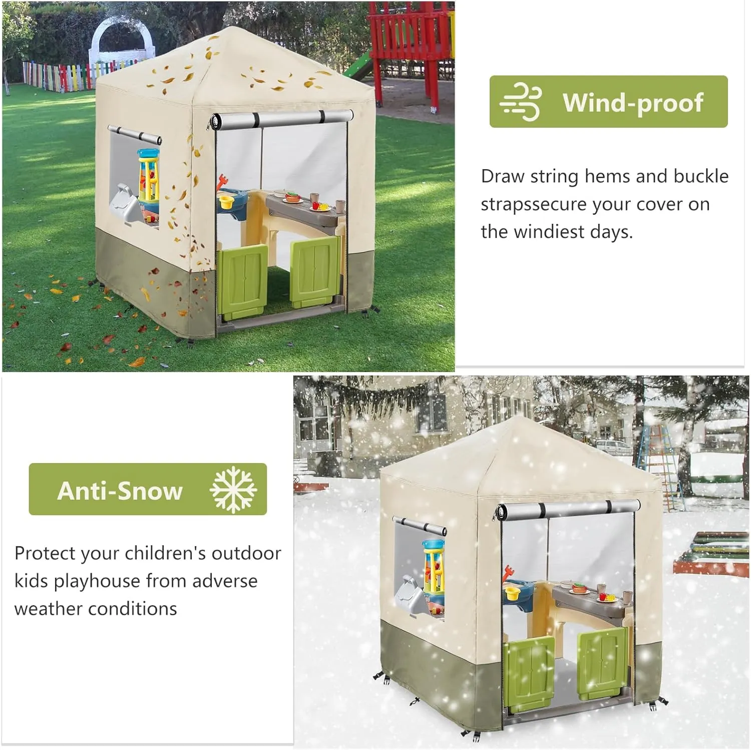 Outdoor Kids Playhouse Cover,Waterproof Cover Suitable for Multiple Brands With The Same Size Playhouse (Grey-56" W x 56" D x 60.2" H)