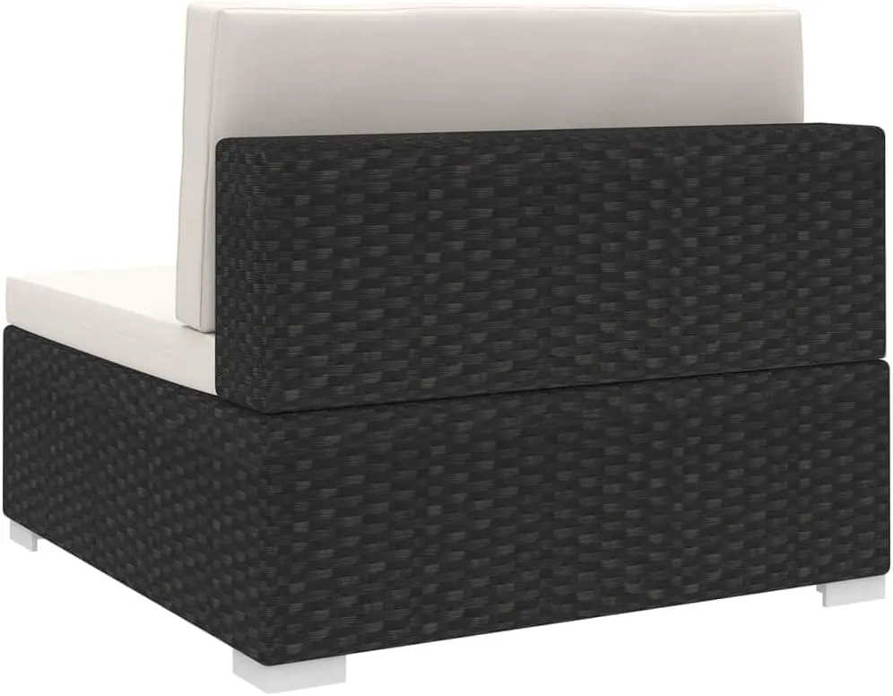 Outdoor Lounge Chair, Garden Chairs,Sectional Middle Seat with Cushions, Easy to Clean Suitable for Patio, Deck, Garden, Porch, Balcony Poly Rattan Black