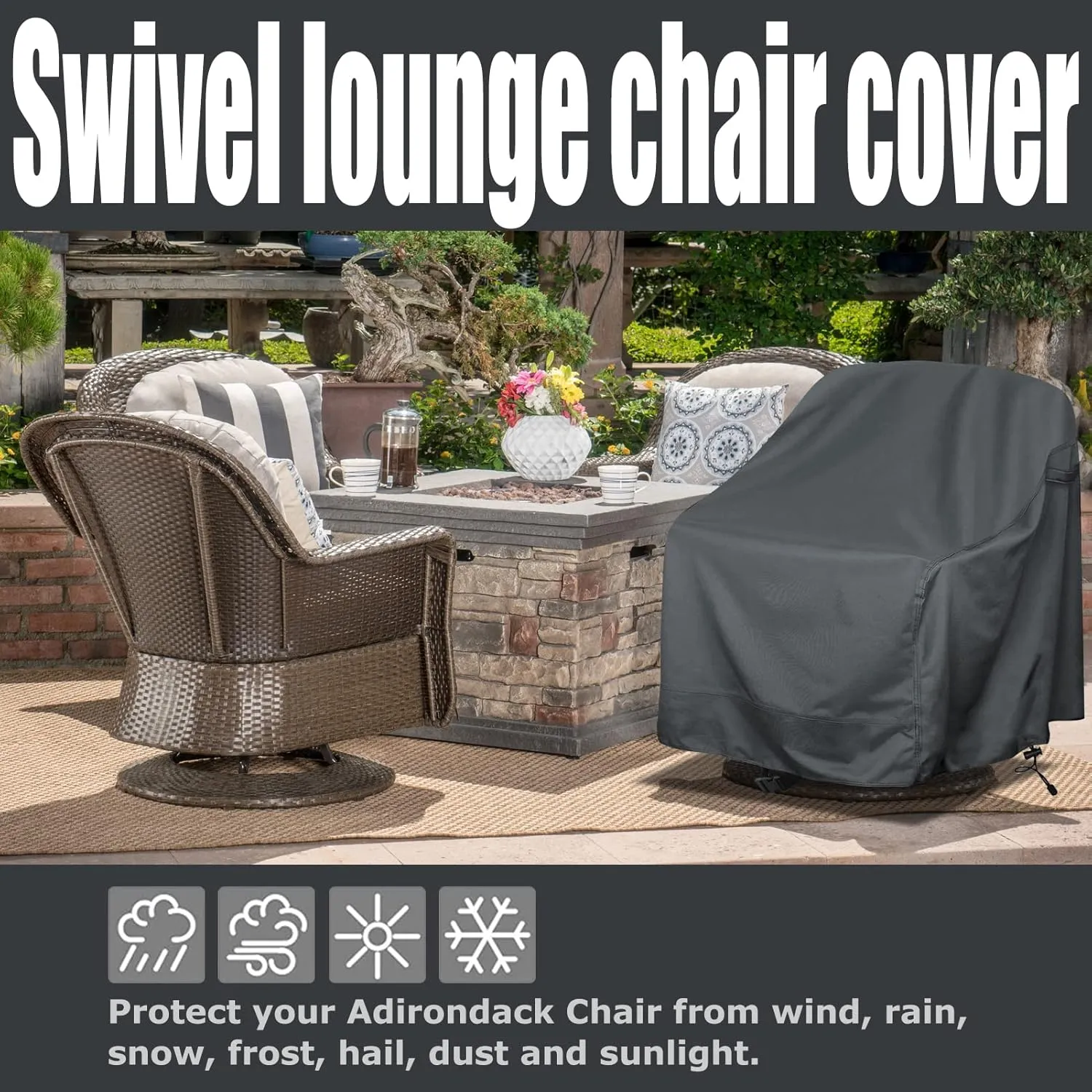 Outdoor Swivel Lounge Chair Cover 2 Pack,Patio Furniture Cover,Waterproof Heavy Duty,30" W X 34" D X 38.5" H