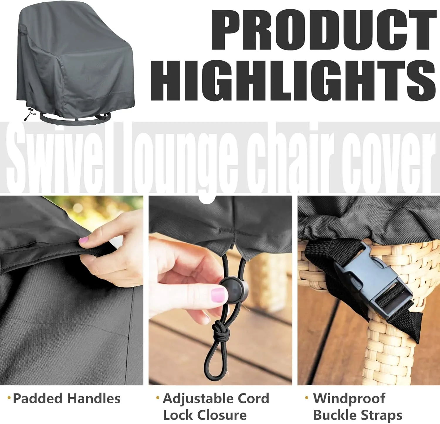 Outdoor Swivel Lounge Chair Cover 2 Pack,Patio Furniture Cover,Waterproof Heavy Duty,30" W X 34" D X 38.5" H