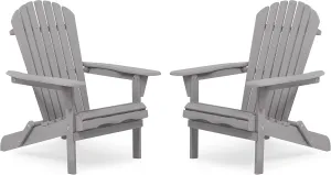 Outdoor Wooden Folding Adirondack Chair Set of 2 with Pre-Assembled BackRest, Wood Patio Chair for Garden Backyard Porch Pool Deck Firepit
