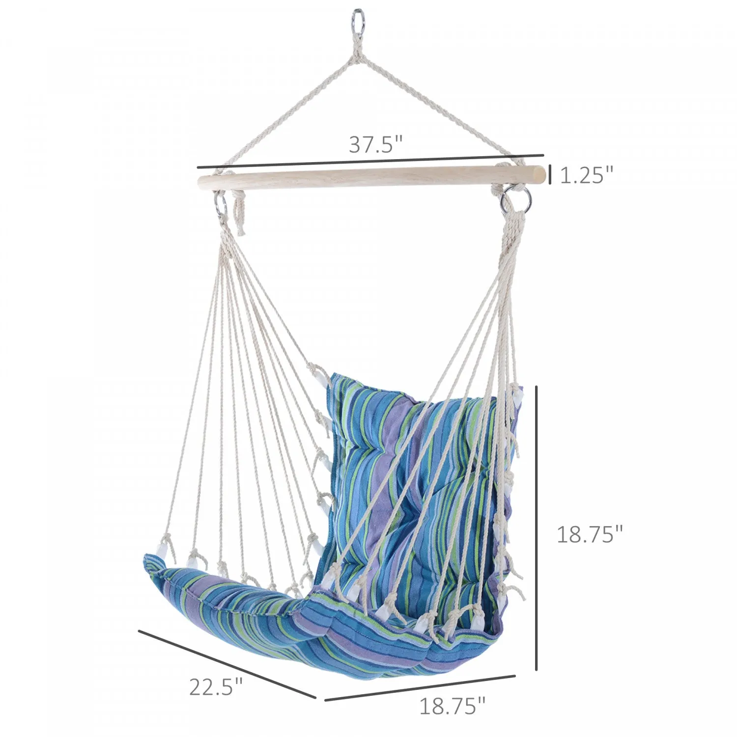 Outsunny Portable Hanging Woven Hammock Seat Rope Swing Chair Sleeping Bed For Outdoor Garden Yard C|Outsunny Portable Hanging Tisse Hamac Siege Chaise Balancoire Lit De Couchage Pour Jardin Jardin Ext