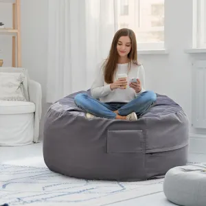 Oversized Bean Bag Chair for Family Comfort, Removable Cover for Easy Cleaning, for Living Room, Bedroom & Playroom, Dark Grey