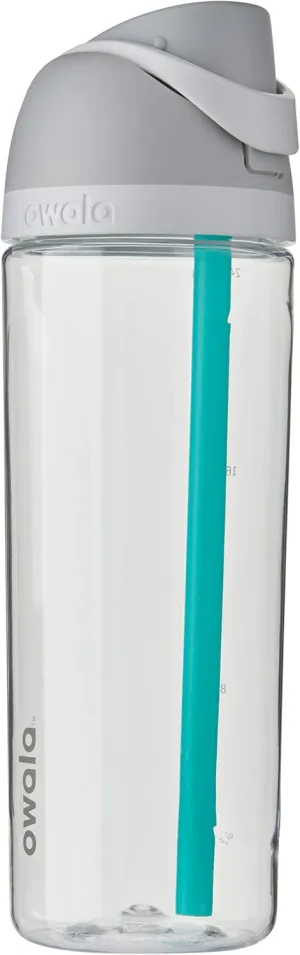Owala FreeSip Clear Tritan Plastic Water Bottle with Straw, BPA-Free Sports Water Bottle, Great for Travel, 25 Oz, Shy Marshmallow (Pack of 1)