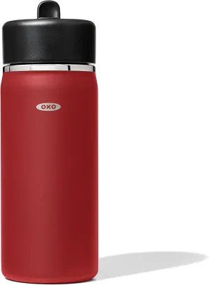 OXO Strive 16oz Wide Mouth Water Bottle with Straw Lid - Garnet