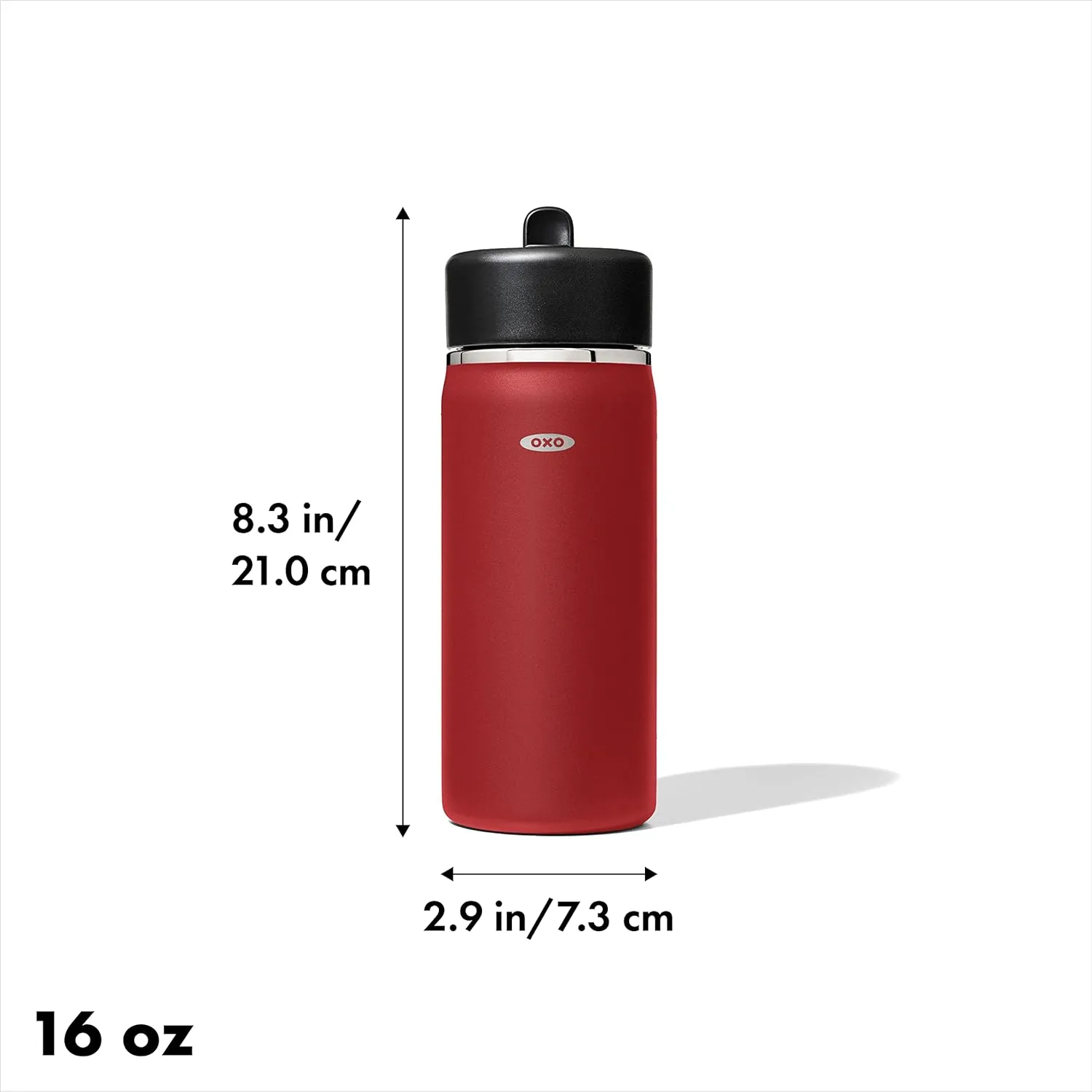 OXO Strive 16oz Wide Mouth Water Bottle with Straw Lid - Garnet