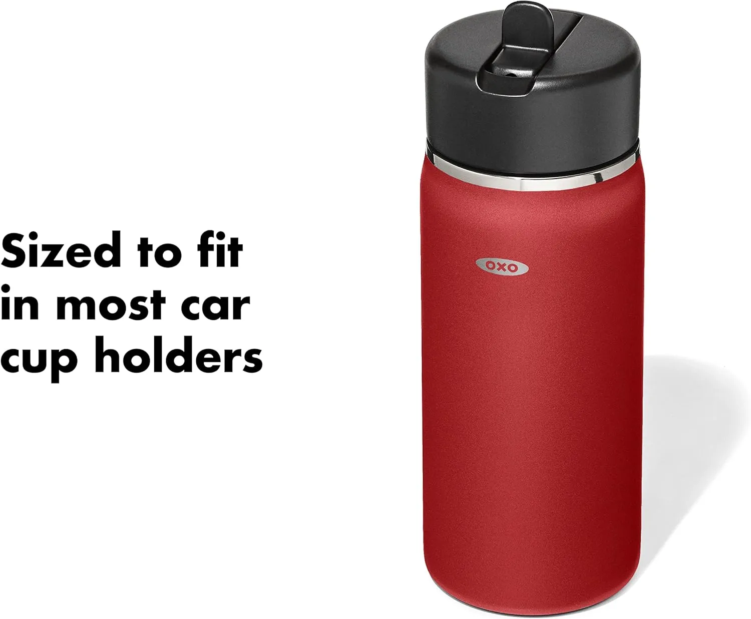OXO Strive 16oz Wide Mouth Water Bottle with Straw Lid - Garnet