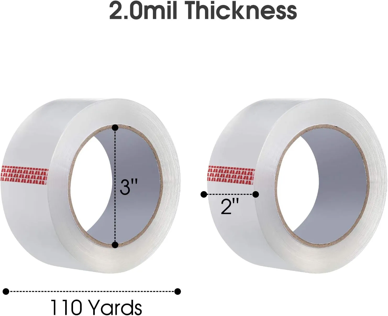 Pacific Mailer Clear Packing Tape, Packaging Tape for Shipping Packaging Moving Sealing 2 Inch Wide, 2.0mil Thickness, 110 Yard Per Roll, Total 1320 Yards [Pack of 12 Rolls]