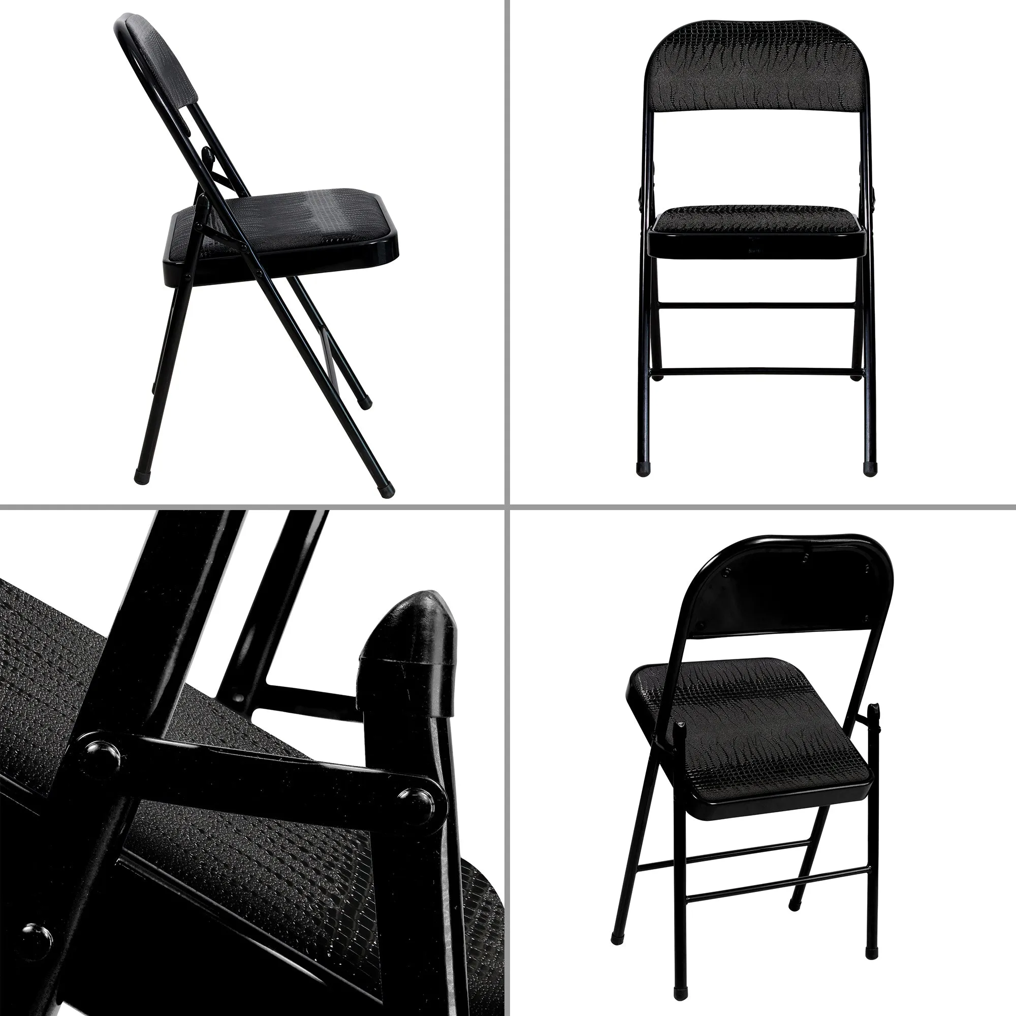 Padded Black Metal Cafe /Kitchen/ Garden and Outdoor Folding Chair