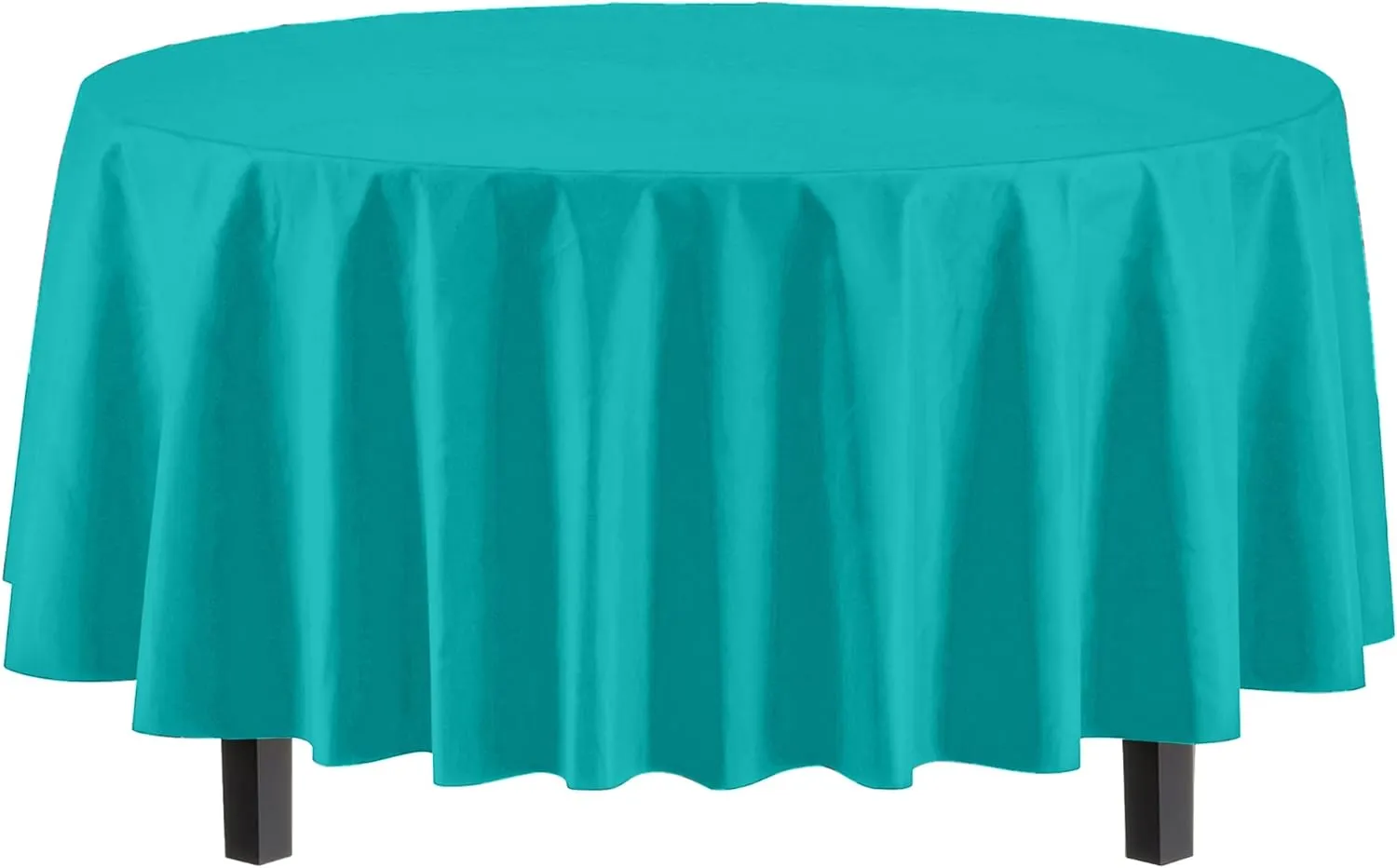 Party Solids 12-Pack Premium Plastic 84-Inch Round Tablecloth - Aqua Blue