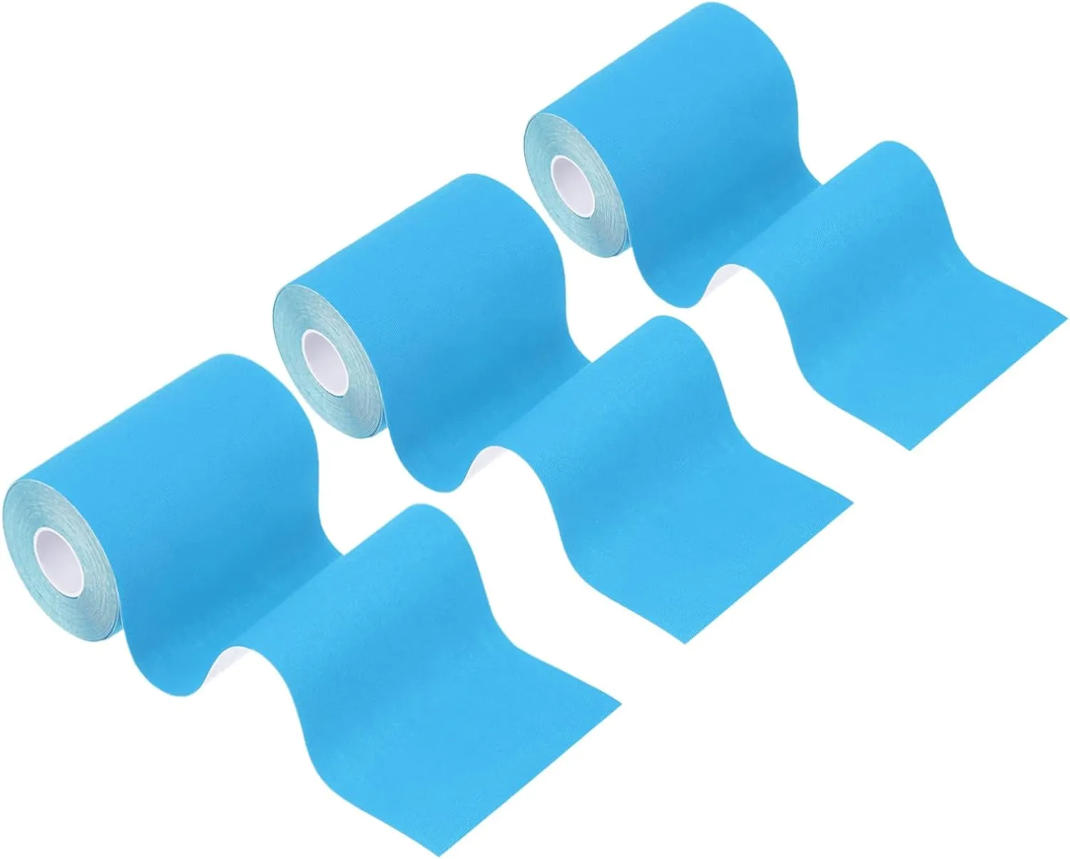 PATIKIL 5.5 Yard x 4 inch Kinesiology Tape, 3 Roll Adhesive Cotton Sports Muscle Support Tapes Waterproof Elastic Tape for Knee Ankle Wrist Shoulder, Light Blue