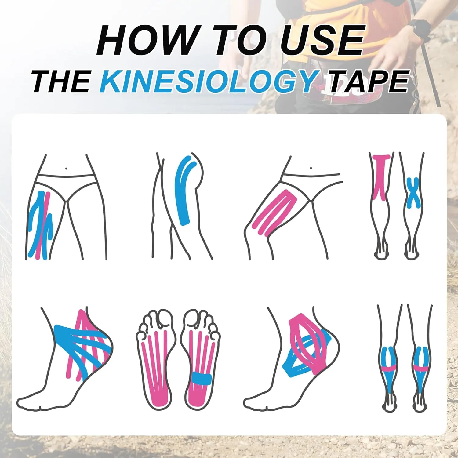 PATIKIL 5.5 Yard x 4 inch Kinesiology Tape, 3 Roll Adhesive Cotton Sports Muscle Support Tapes Waterproof Elastic Tape for Knee Ankle Wrist Shoulder, Light Blue