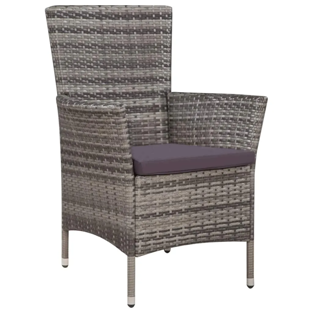 Patio Chair and Stool with Cushions Poly Rattan Brown