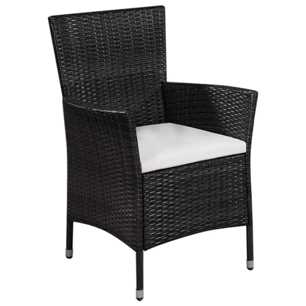 Patio Chair and Stool with Cushions Poly Rattan Brown