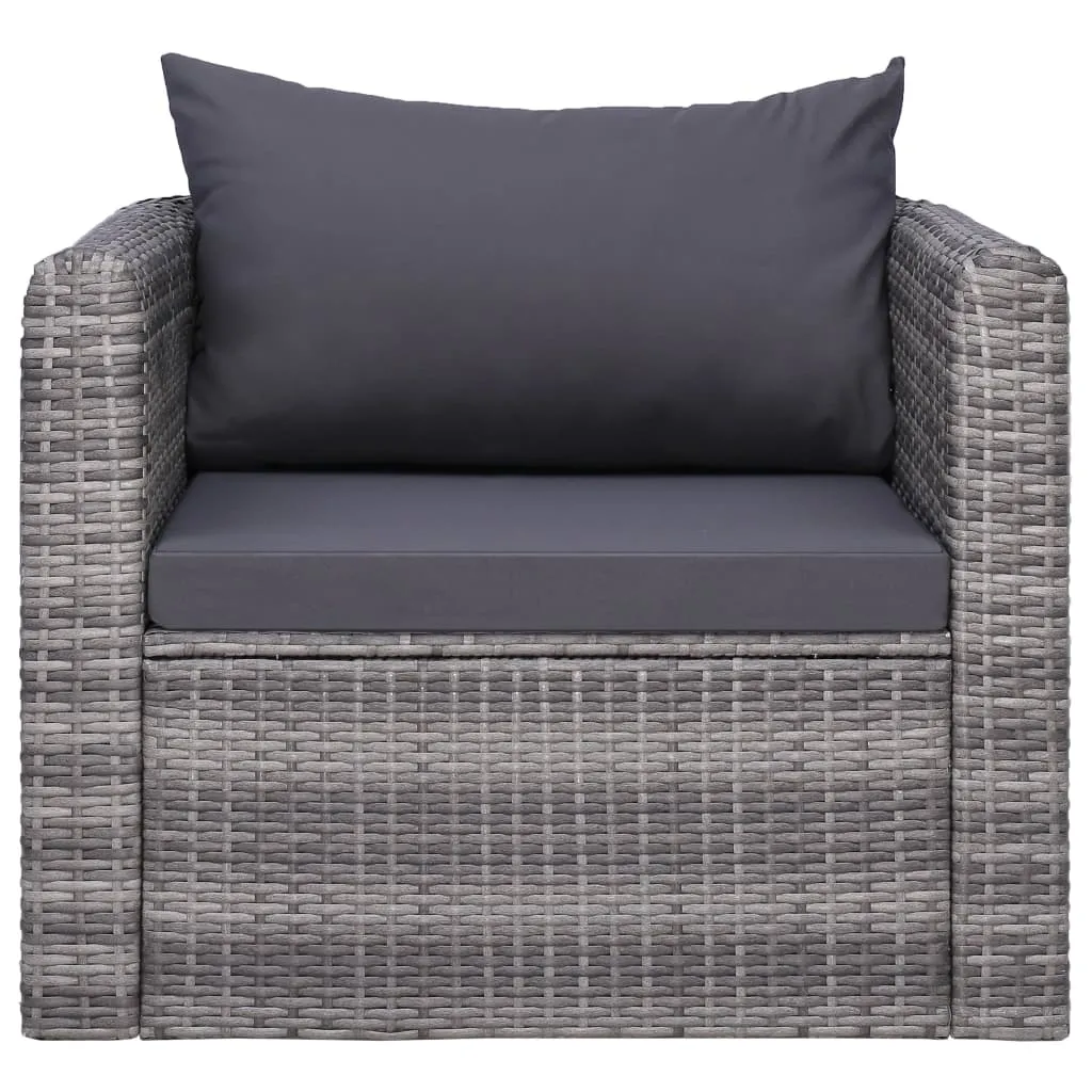 Patio Chair with Cushion and Pillow Poly Rattan Gray