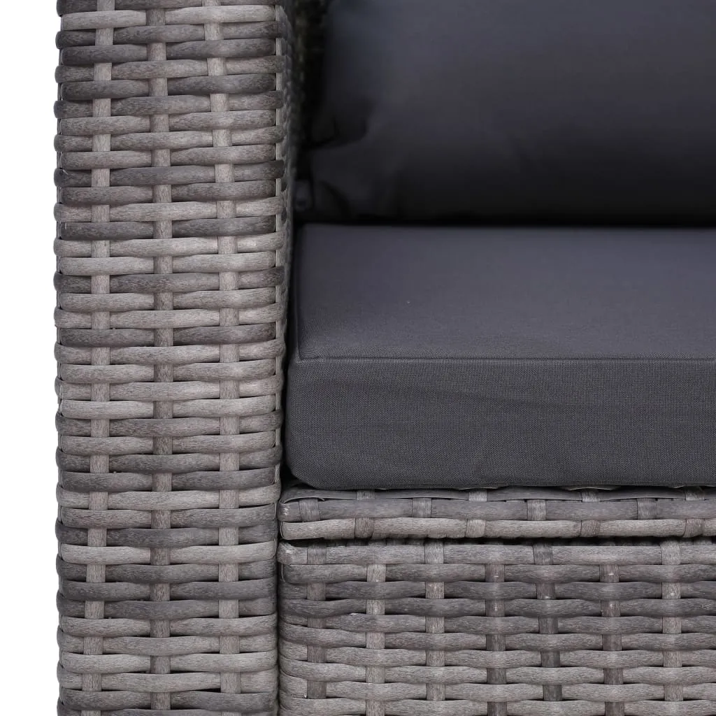 Patio Chair with Cushion and Pillow Poly Rattan Gray