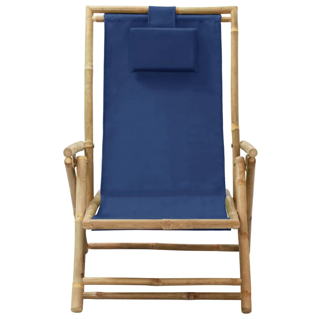 Patio Deck Chair Patio Sling Chair with Headrest for Deck Beach Bamboo