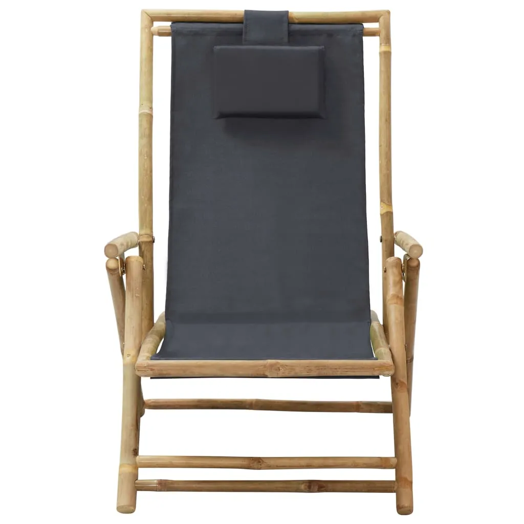 Patio Deck Chair Patio Sling Chair with Headrest for Deck Beach Bamboo