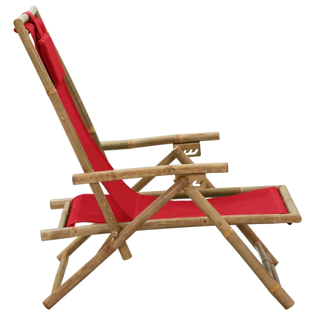 Patio Deck Chair Patio Sling Chair with Headrest for Deck Beach Bamboo