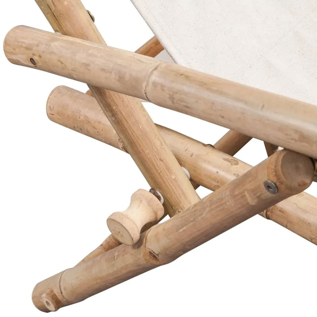 Patio Deck Chair Patio Sling Chair with Headrest for Deck Beach Bamboo