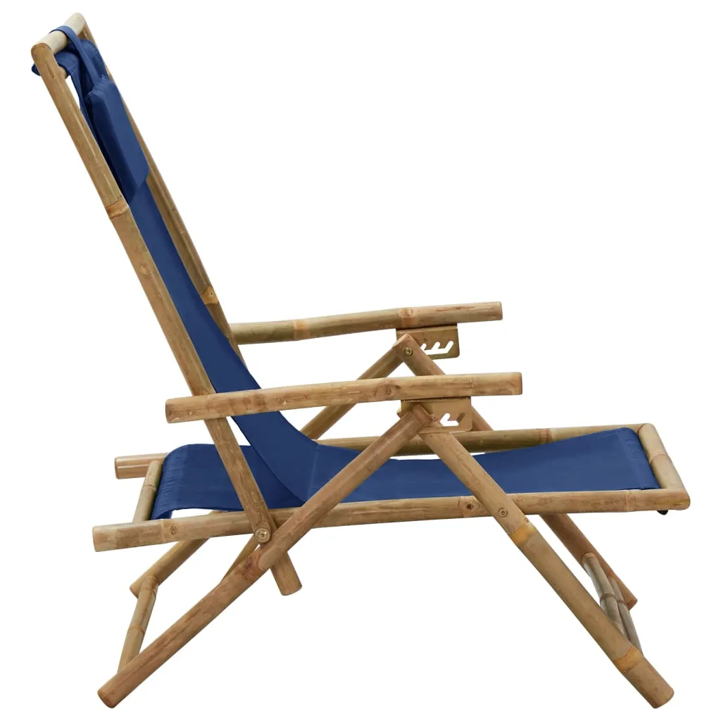 Patio Deck Chair Patio Sling Chair with Headrest for Deck Beach Bamboo