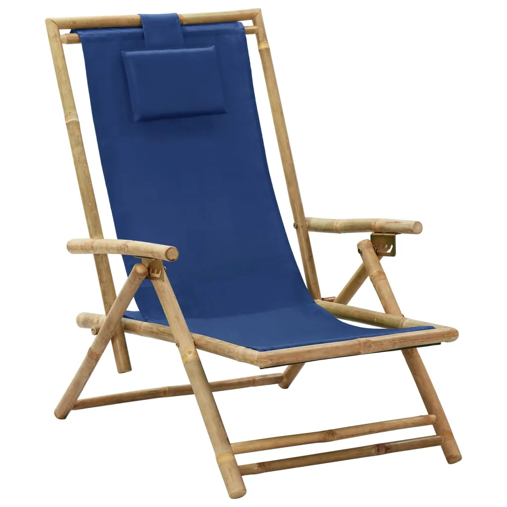 Patio Deck Chair Patio Sling Chair with Headrest for Deck Beach Bamboo