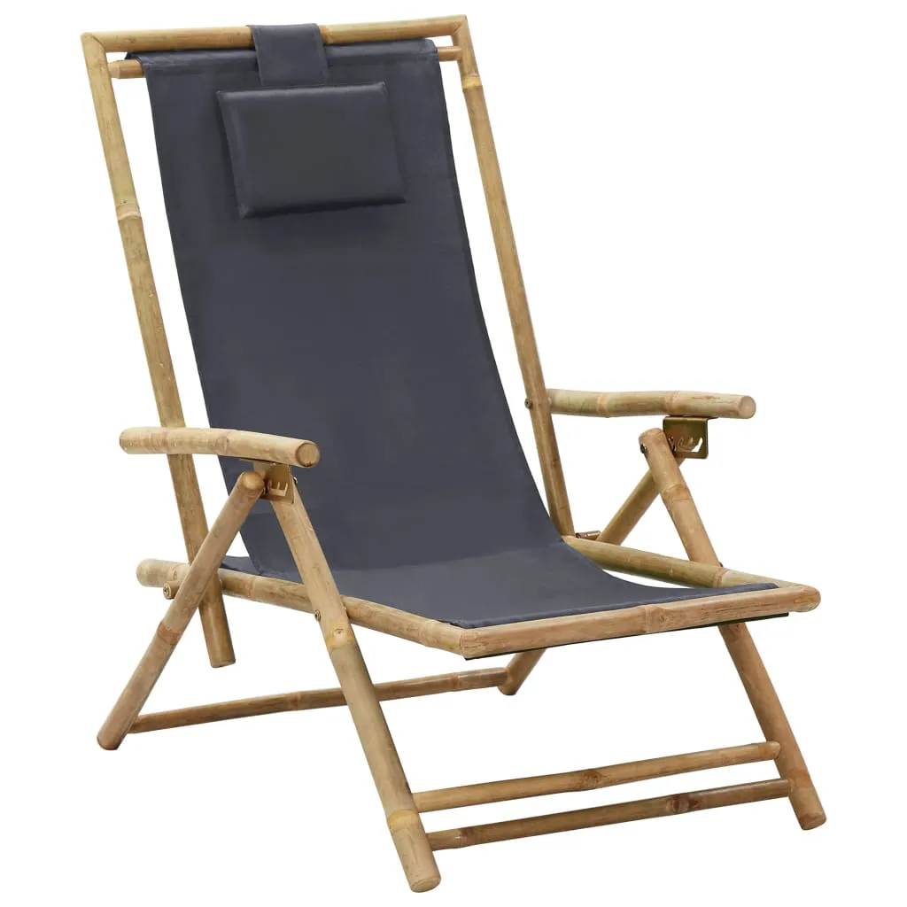 Patio Deck Chair Patio Sling Chair with Headrest for Deck Beach Bamboo