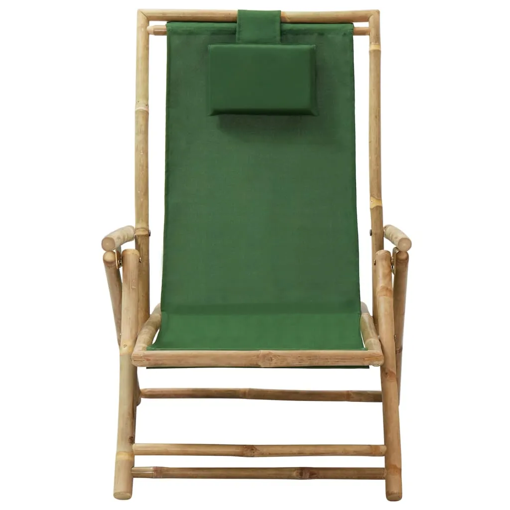 Patio Deck Chair Patio Sling Chair with Headrest for Deck Beach Bamboo