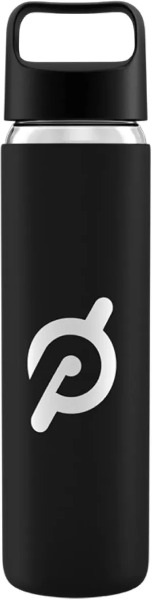 Peloton Glass Water Bottle | 16 oz. Bottle with Non-Slip Silicone Sleeve, Easy-Screw Top Opening, and Travel-Friendly Handle, Black