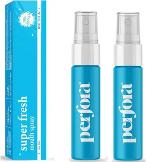 Perf'ora Super Fresh Ultra Mint Mouth Spray | Instant Fresh Breath, Alcohol-Free, Teeth Remineralisation, SLS Free | 10 ml x 2