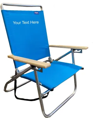 Personalized Imprinted Mid Height 3 Position Beach Chair (Pacific Blue)